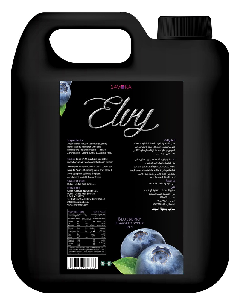 ELVY  syrup 5L Blueberry Flavored